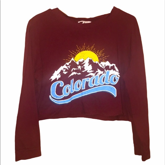 MESSY BUN JUST CHILLIN’ Tops - Burgundy Colorado Crop Top